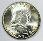 *1955 FRANKLIN SILVER HALF DOLLAR* *BU+++* *RAINBOW RIMS* NR #G4007