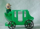 Vintage Fisher Price Little People Green Stagecoach Western Town With Figure
