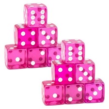 12 Piece 19 mm Casino Style Dice Set, Acrylic Translucent D6 Dice with Square...
