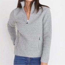 Marine Layer Sherpa Quarterzip Pullover Small Grey Women Cozy Athleisure EUC