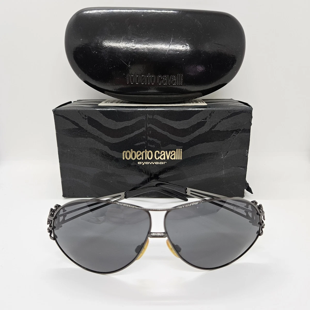 Roberto Cavalli Tiresia RC385S Gunmetal Aviator Sunglasses Smoke Lens w/ Box Roberto Cavalli Gray Aviator Sunglasses for Women for sale  main image 3