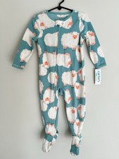 New Carter's Sheep Fleece pajama PJs Girl 1pc Sleeper Footed Footie Toddler 18M