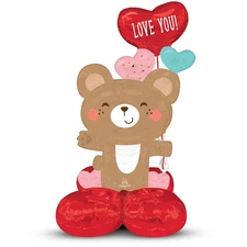 35 inch Anagram Love You! Bear Hug Airloonz Foil Mylar Balloon - Party Supplies