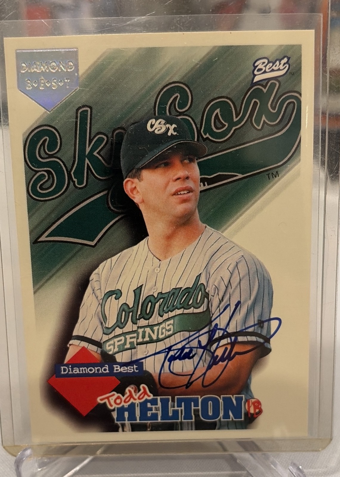 1998 Team Best/Best Diamond On Card Autographs Todd Helton #4 Colorado /250