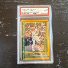 2023-24 Donruss Optic Elite Dominators Jayson Tatum #3 Gold Prizm /10 PSA 9