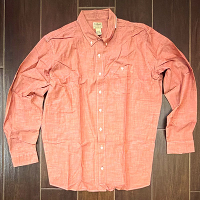 L.L.Bean Cotton Stretch Traditional Fit Button-Down Shirt Big & Tall XLT Red