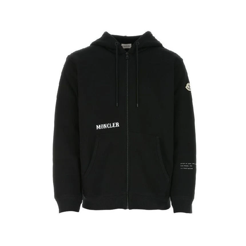 Moncler Felpa con Cappuccio in Pile con Logo Ricamato Nero 56072046