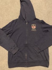 VTG Polo Ralph Lauren Womens L Sweatshirt Hoodie American Flag Y2K Navy Zip USA