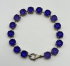 Vintage Purple Faceted Glass Tennis Bracelet Silver Tone Crystal Style