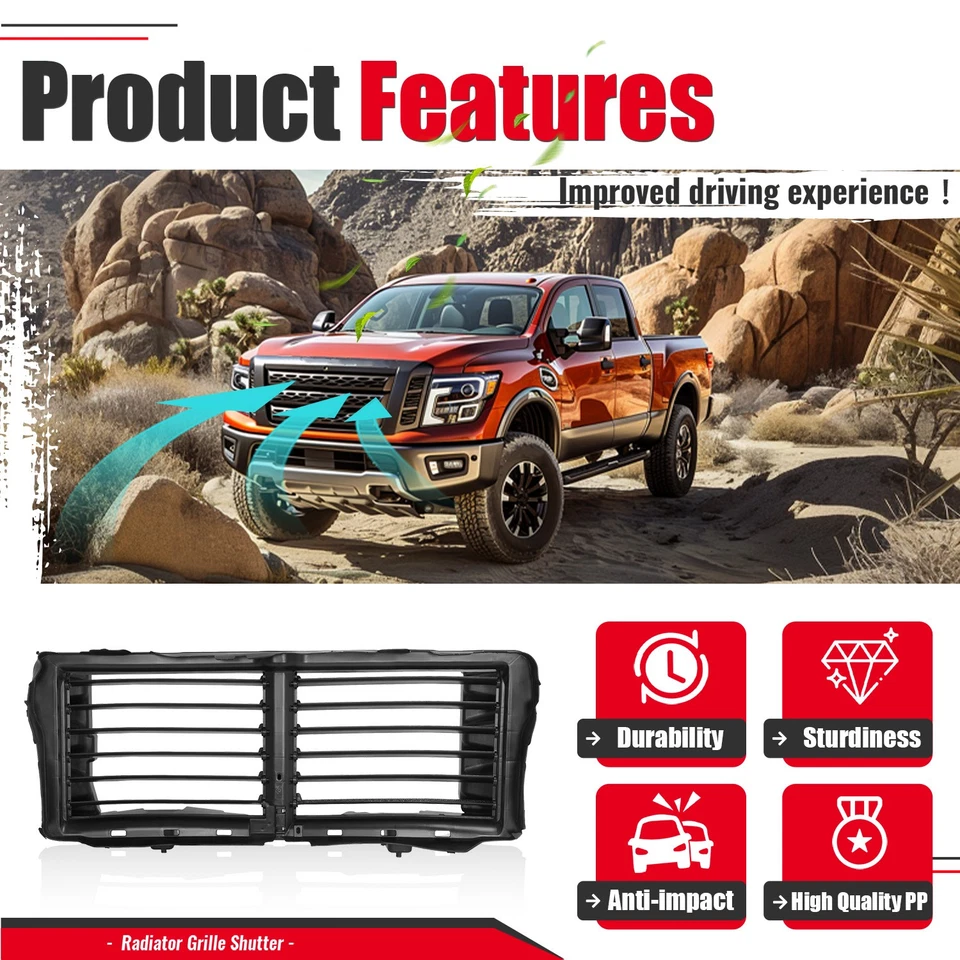 Conjunto de obturador de rejilla de radiador para Nissan Titan/Titan XD 2017-2020 21421-9FT0B Foto 3 de 4