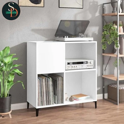 Modern Record Cabinet Player Stand Sideboard White Engineered Wood vidaXL