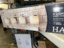 4-Light Brushed Nickel Bathroom Vanity Light with Opal Glass Shades