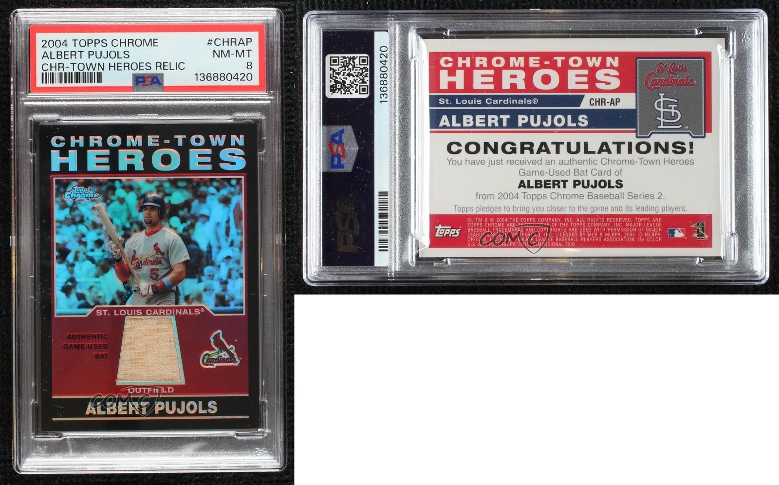 2004 Topps Chrome Chrome-Town Heroes Albert Pujols #CHR-AP PSA 8