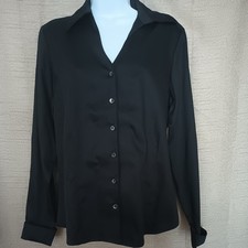 NWT Coldwater Creek Women Sm Black No Iron v neck collared stretch