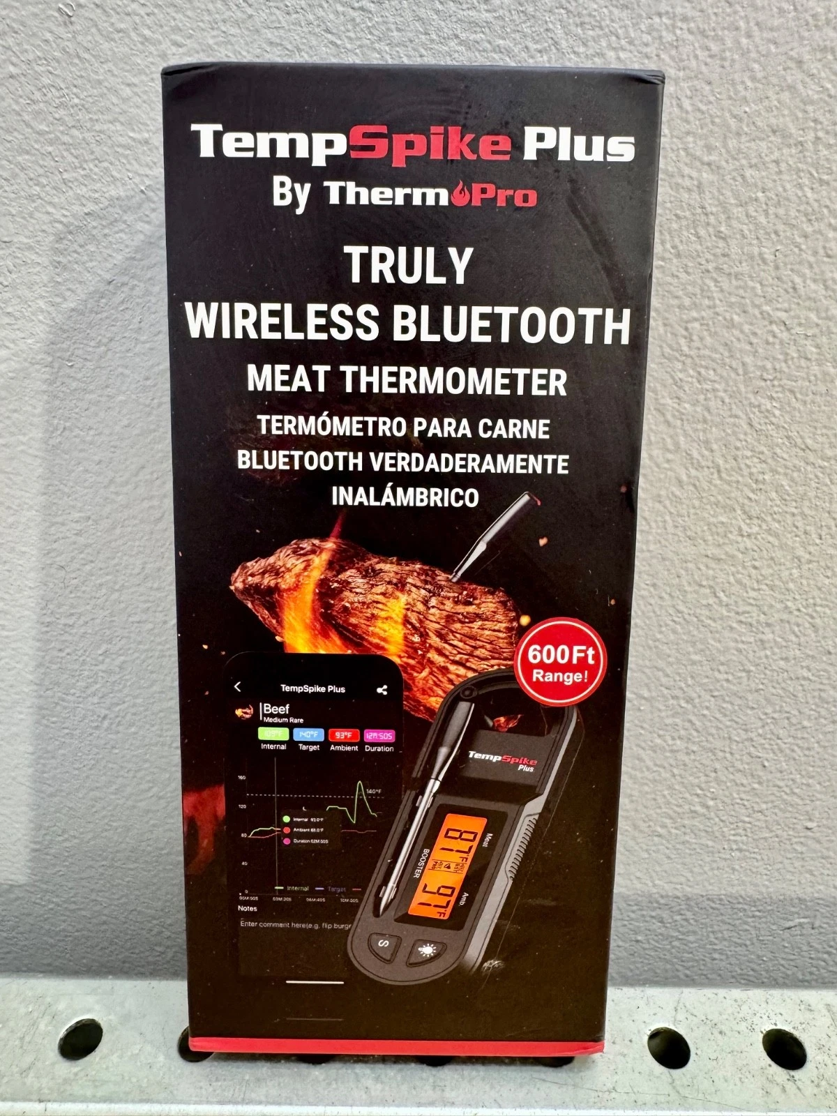 NEW ThermoPro TP971 TempSpike Plus 600FT Bluetooth Wireless Meat Thermometer