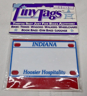Tiny Tags Mini Indiana Novelty License Plate DIY Peel & Stick Letters Bicycles