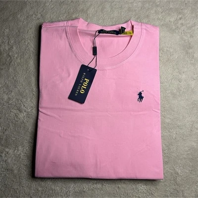 Polo Ralph Lauren T-shirt homme rose L manches courtes uni logo - Photo 1/3