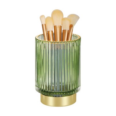 Fvstar Glass Makeup Brush Holder, Green Makeup Brush Holder for Vanity, Tooth...
