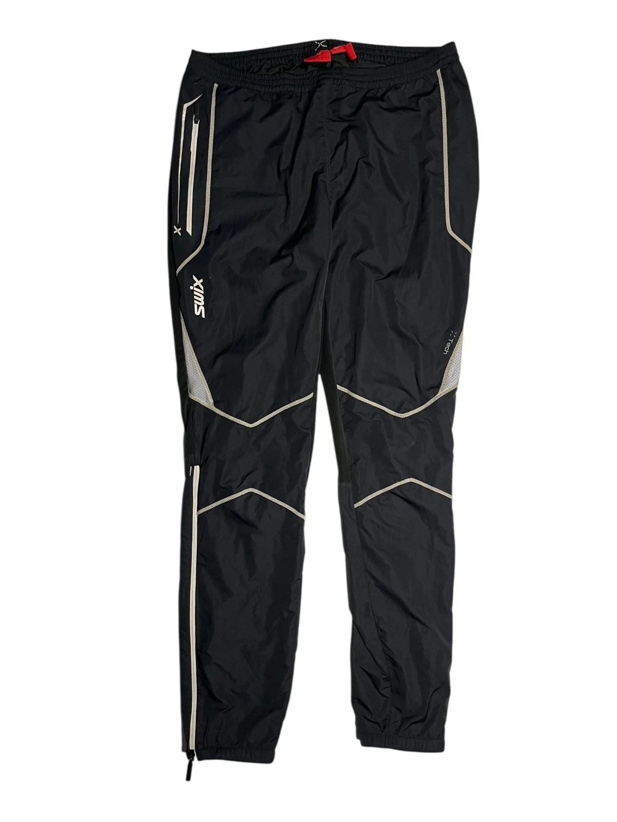 SWIX TECH Black Thin Spandex ATHLETIC SWEAT-PANTS Soft Shell Running Gym Men's L