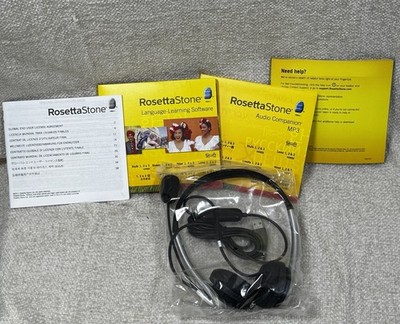 Rosetta Stone Hindi Levels 1 2 3 Language Learning Software Set Headset MP3 Box
