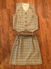 Rare Find 1960s Vintage Glenbrooke Women's Plaid Vest and Skirt Size 11/12