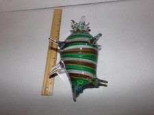 Glass Conch, Hand Blown Seashell Art Glass Figurine, Beautiful Home Decor