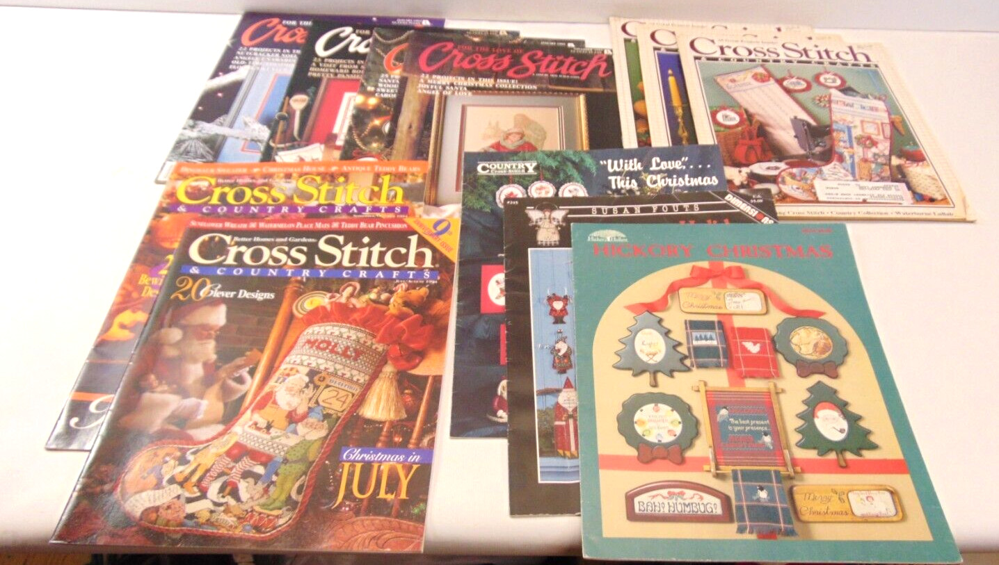 Cross Stitch & Country Crafts + For Love Of (1) Halloween, (11) Xmas Magazines