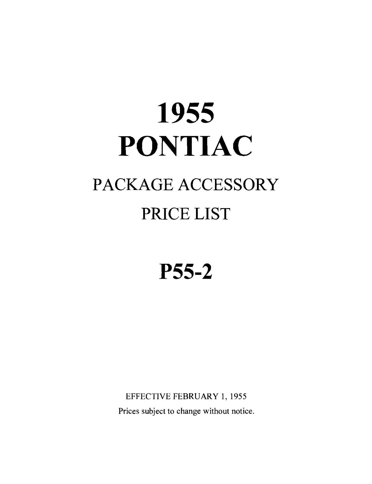 1955 Pontiac OEM Accessory Part Number and Description List