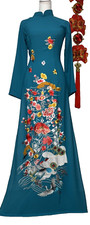 ao dai vietnamese dress not with pant lua tam y theu size s FINAL SALE