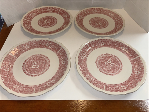 (4) Juego de platos de cena rosa Syracuse China Strawberry Hill lote de restaurante vintage