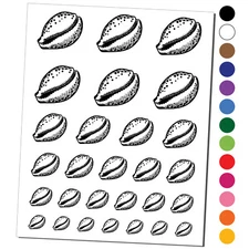 Cyprae Tigris Cowrie Hashmark Shaded Shell Beach Seashell Temporary Tattoo Set