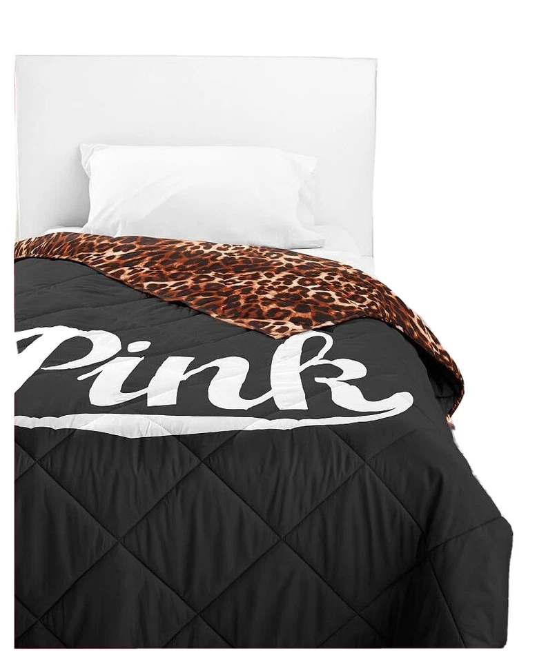 Victoria Secret Rosa CAMA EN UN BOLSO Negro Leopardo LOGO EDREDÓN SÁBANA FUNDA ALMOHADA Foto 4 de 4