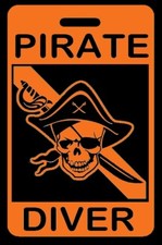 Safety Orange PIRATE DIVER SCUBA Diving Luggage/Gear Bag Tag - New