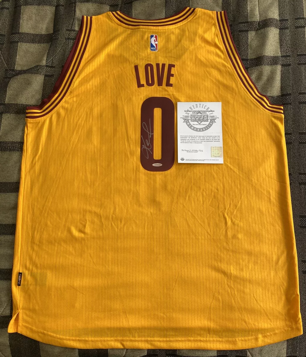 Upper Deck Kevin Love Autographed Adidas Swingman Cleveland Cavaliers Gold Alternate Jersey