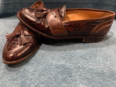 Johnston & Murphy Tassel Kiltie Loafers Men 10.5 M Brown Leather Italy Preppy Johnston & Murphy Loafers Mens 10.5 M Brown Black Leather  main image 2