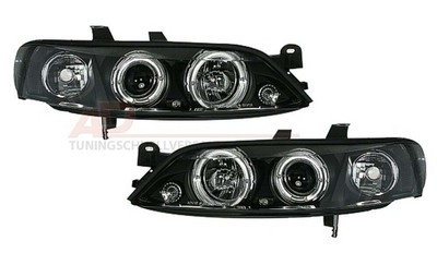 Faruri Pentru for Opel Vectra B 95-98 Angel Eyes Negru Tuning De Pop21el Xino D