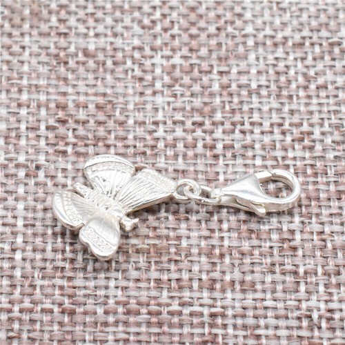 925 Sterling Silver Butterfly Clip On Charm Lobster Clasp for Bracelet Necklace - Picture 4 of 5
