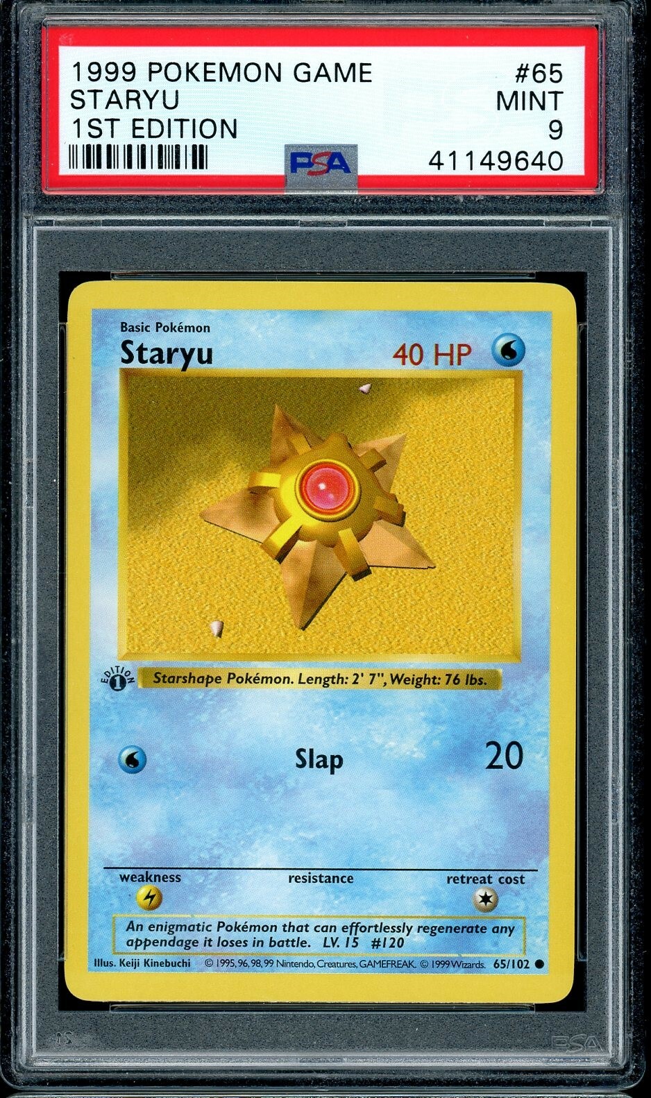 1999 Pokemon Base Set #65 Staryu 1st Edition PSA 9