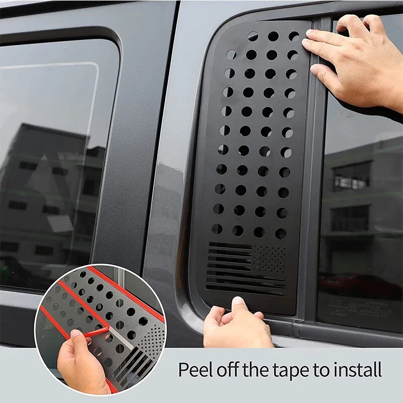 Window Glass Panel Decoration Cover Trim for Jeep 4-Doors Accessories Black