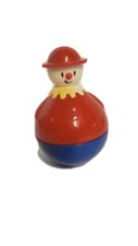 Vintage Roly Poly Childern's Toy Cute Face with Red Hat some wear and yellowing 