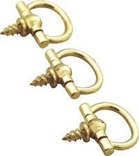 NEW PROSOURCE 5552526 PACK 3 BRASS 5/8" OVAL SCREW RING PICTURE HANGERS