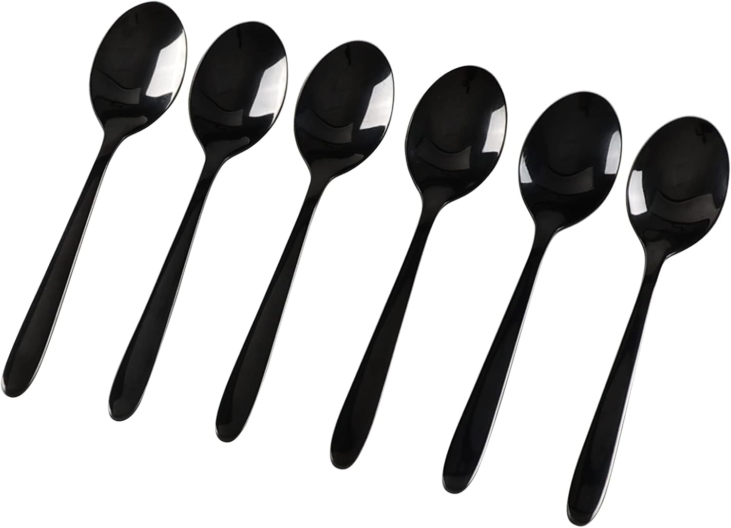 16-Piece Black Stainless Steel Teaspoon, Small Tea Spoon