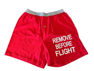 Remove Before Flight Boxers Sz Small Red Airplane Funny 100% Cotton
