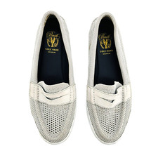 Womens 7 B Cole Haan Grand Pinch Silver Glitter Mesh Penny Loafer Shoes W11560