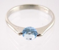 Sterling Silver Sky Blue Cubic Zirconia 2.3 Grams Size 9 Round Cut CZ 925