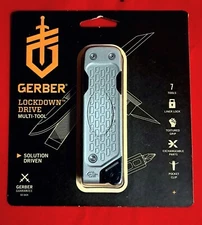 GERBER SILVER/BLACK MULTI TOOL IN PACKAGE LOCKDOWN DRIVE
