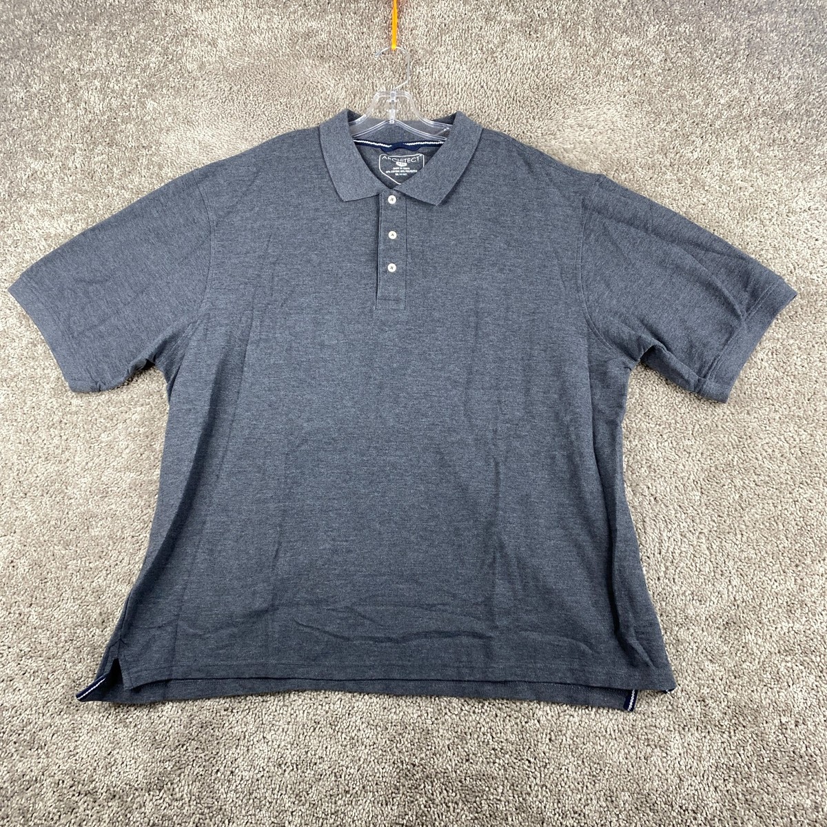 Architect Polo Shirt Men's 2XL XXL Short Sleeve Gray Cotton Blend