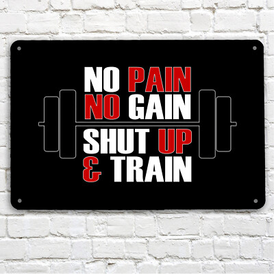 Artylicious No Pain No Gain RED Fitness Motivations Home Gym A4 Metall Türschild