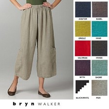 BRYN WALKER Light Linen CASBAH PANT Crop Pocket Lagenlook 1X 2X 3X COLORS