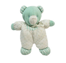 8" VINTAGE EDEN TEAL TEDDY BEAR W PASTEL POLKA DOTS STUFFED ANIMAL PLUSH TOY